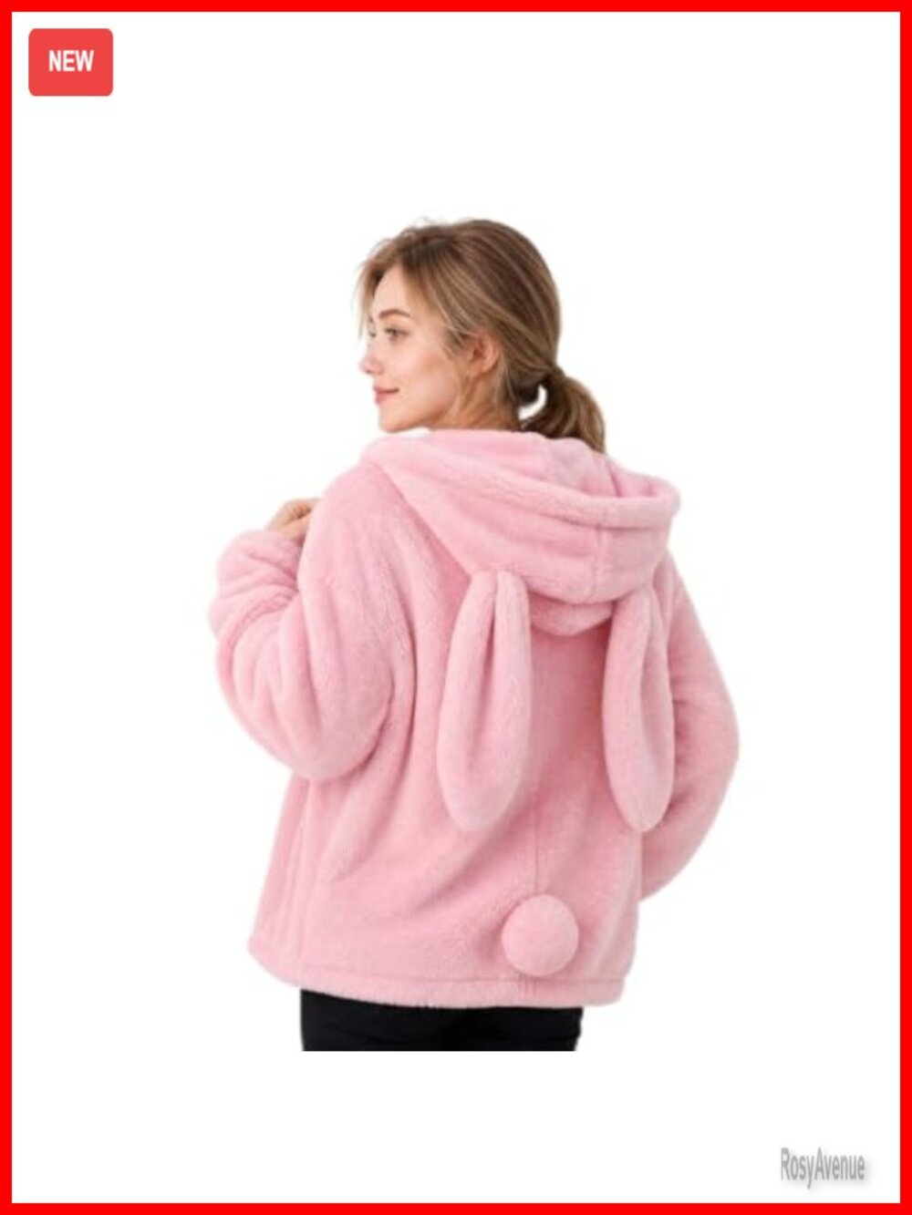 Sherpa Fleece Animal Ear Zip Up Hoodie Oversized Plush Jacket